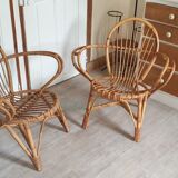 Pair of rattan armchairs
