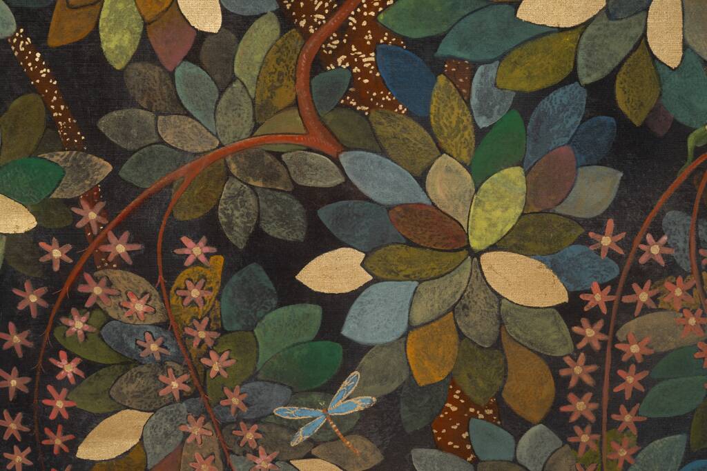 Painted canvas, contemporary decorative panel, "The Lost Paradise"