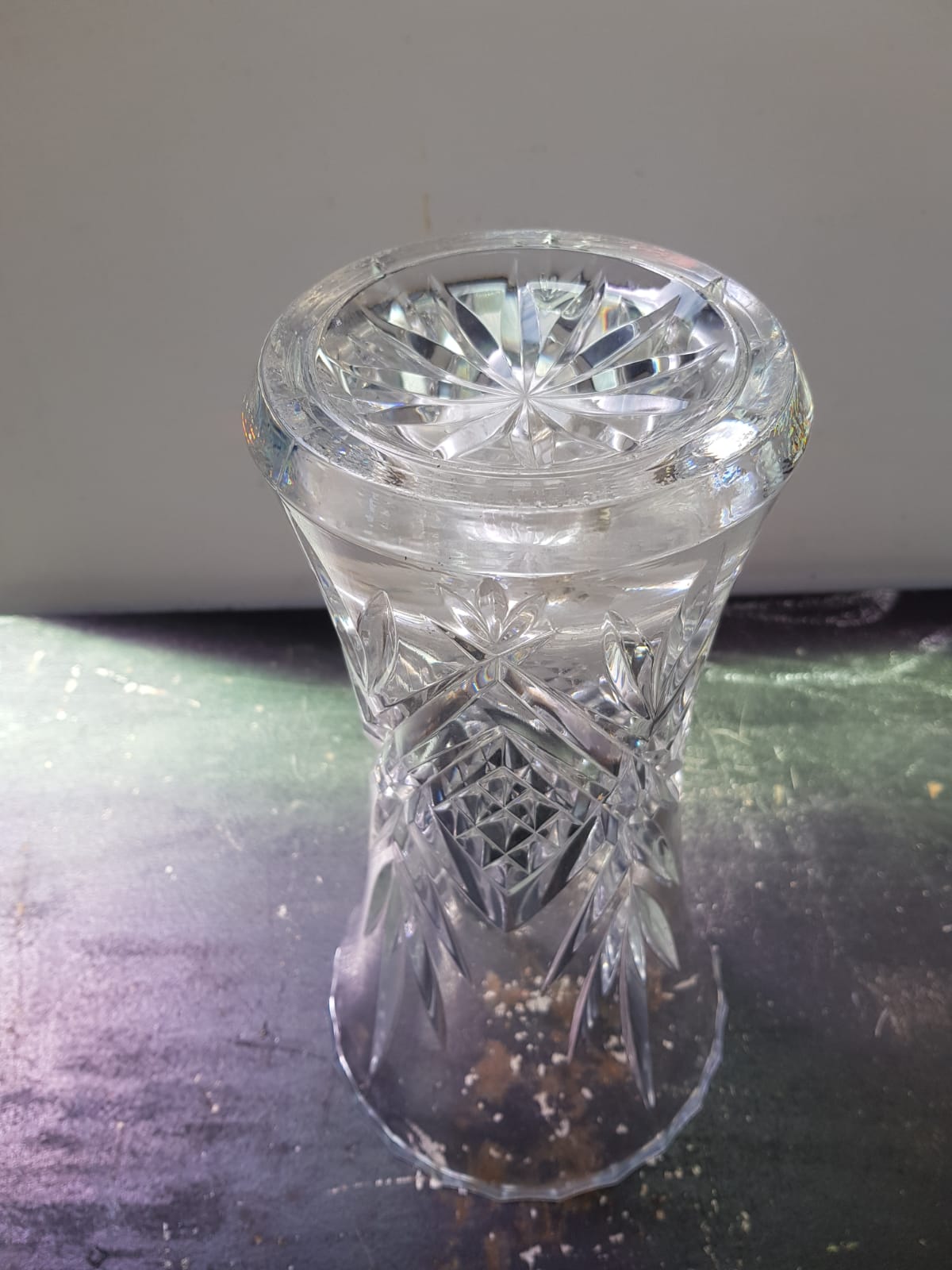 Old vase crystal carved decoration chisled vintage decoration