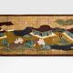 Paravent japonais Byobu à six panneaux sur papier période Edo 19ème