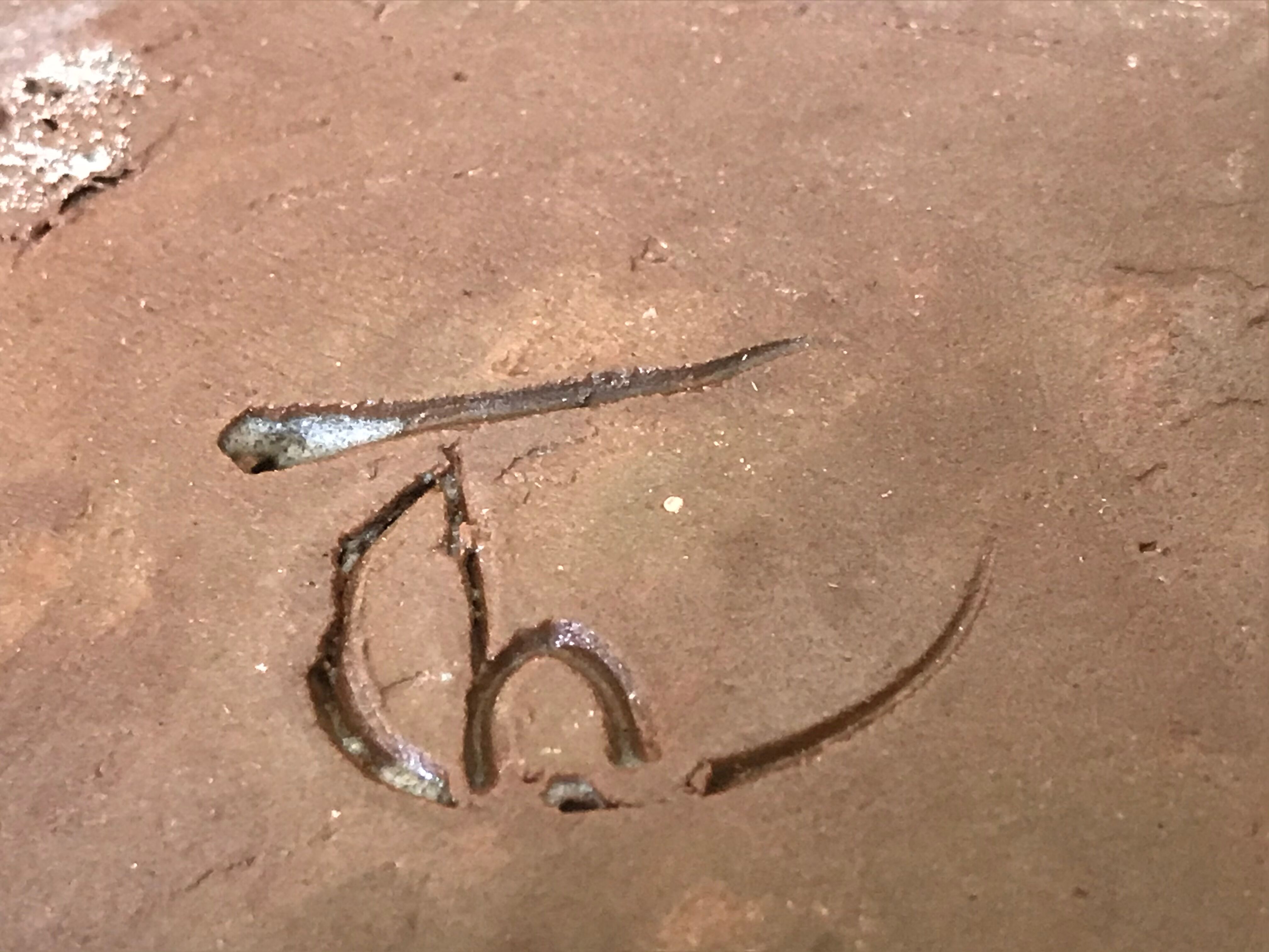 Signed ceramic flower-picker vase