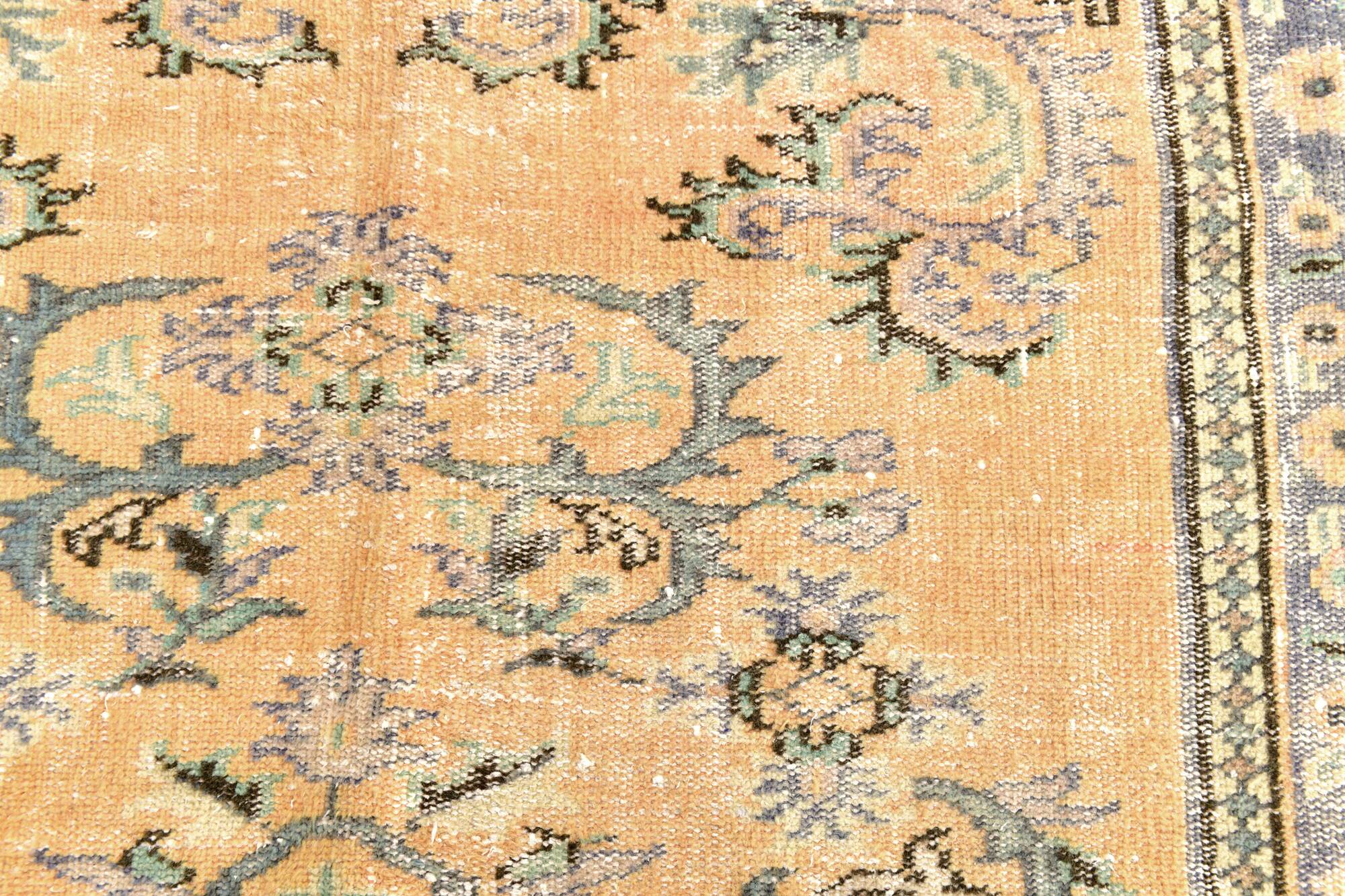 5x8 Mustard & Yellow Bordered Vintage Rug, 160x255Cm