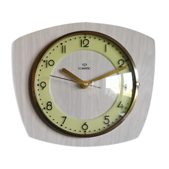 Vintage formica clock phosphorescent silent wall clock "Romatic gray wood"