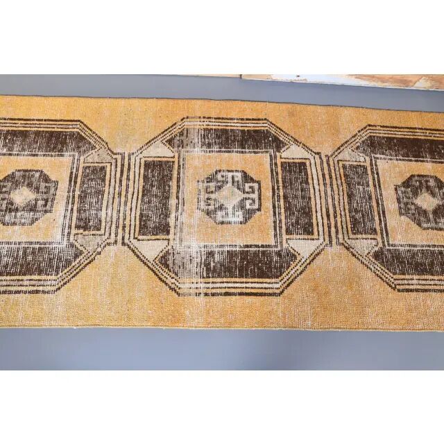 Vintage Orange Turkish Hand-Knotted Runner 80x338