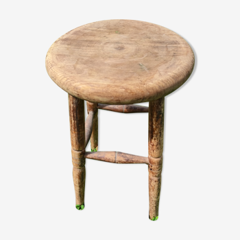 Tabouret vintage en bois belle patine