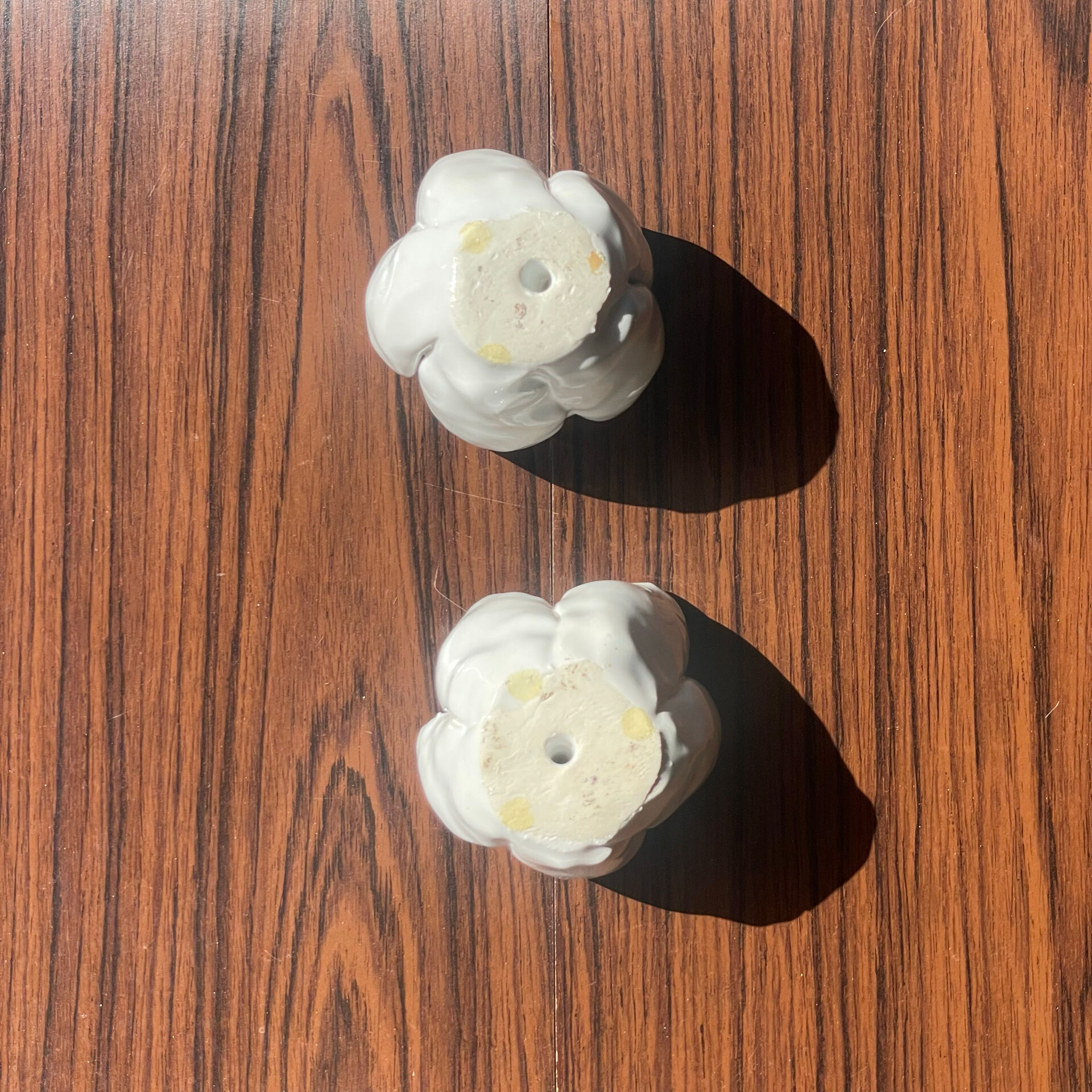 Pair of ceramic flower candle holders handcrafted