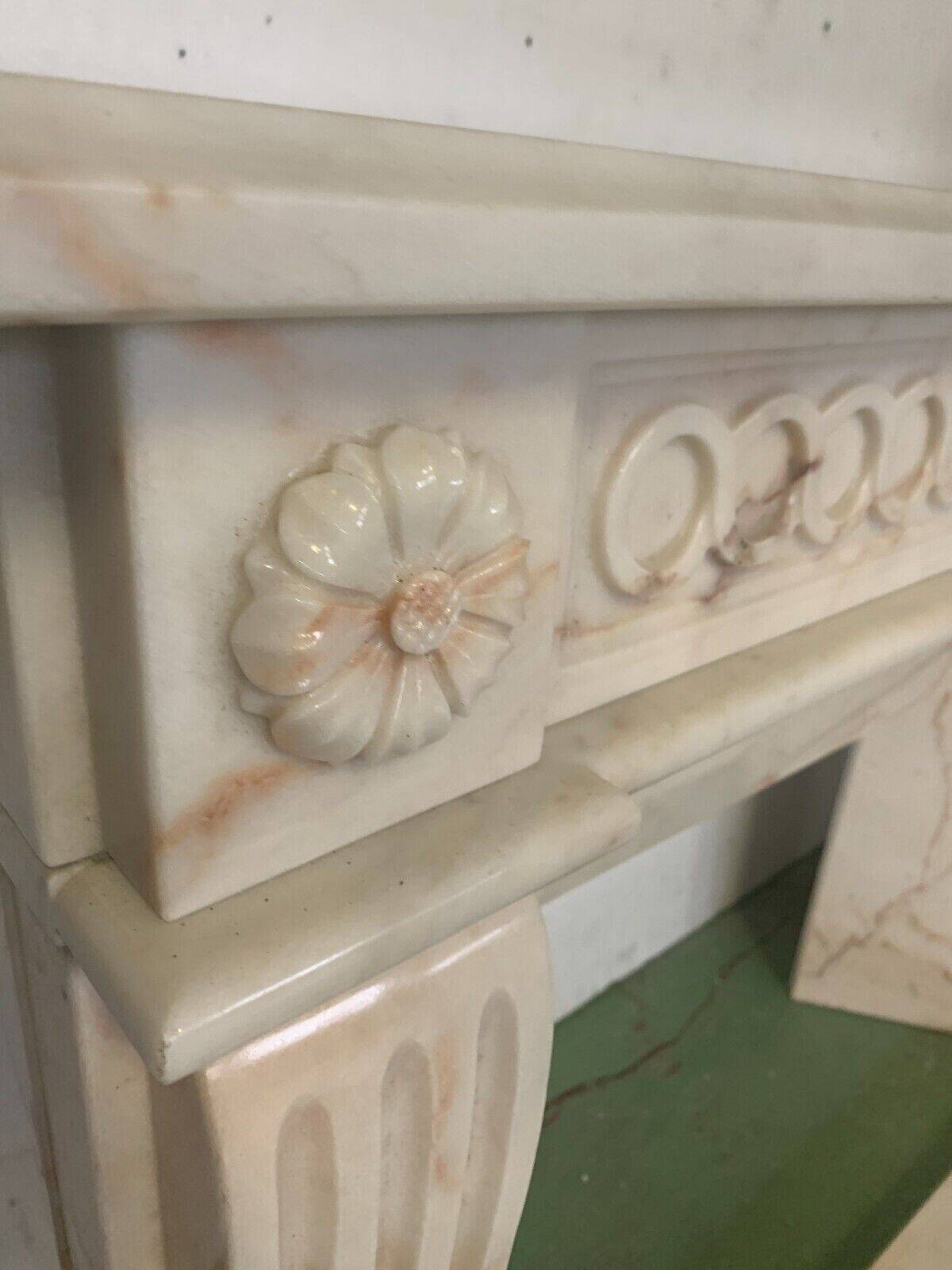 Louis XVI Style Fireplace In Pink Veined Marble XX Century