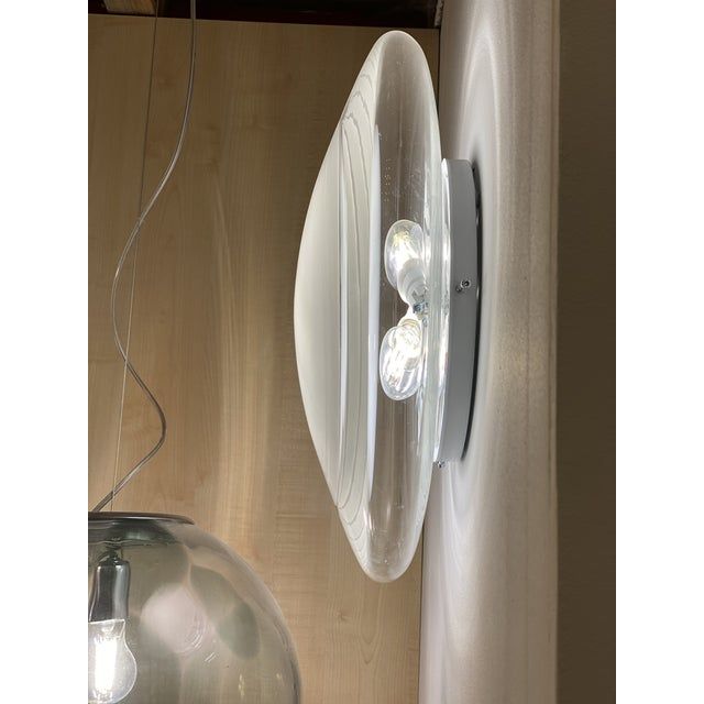 Contemporary multicolored reeds white murano glass wall sconce