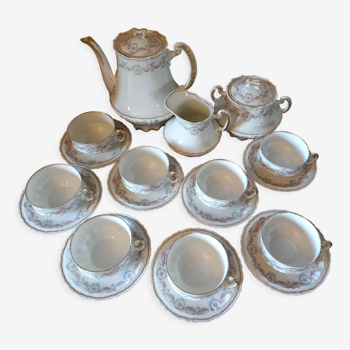 Tea service coffee porcelain Limoges Émile Bourgeois old 19th 20th