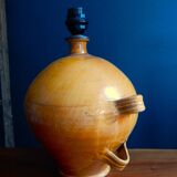 Large lamp foot in terracotta enamelled ochre color / 60s