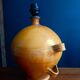 Large lamp foot in terracotta enamelled ochre color / 60s
