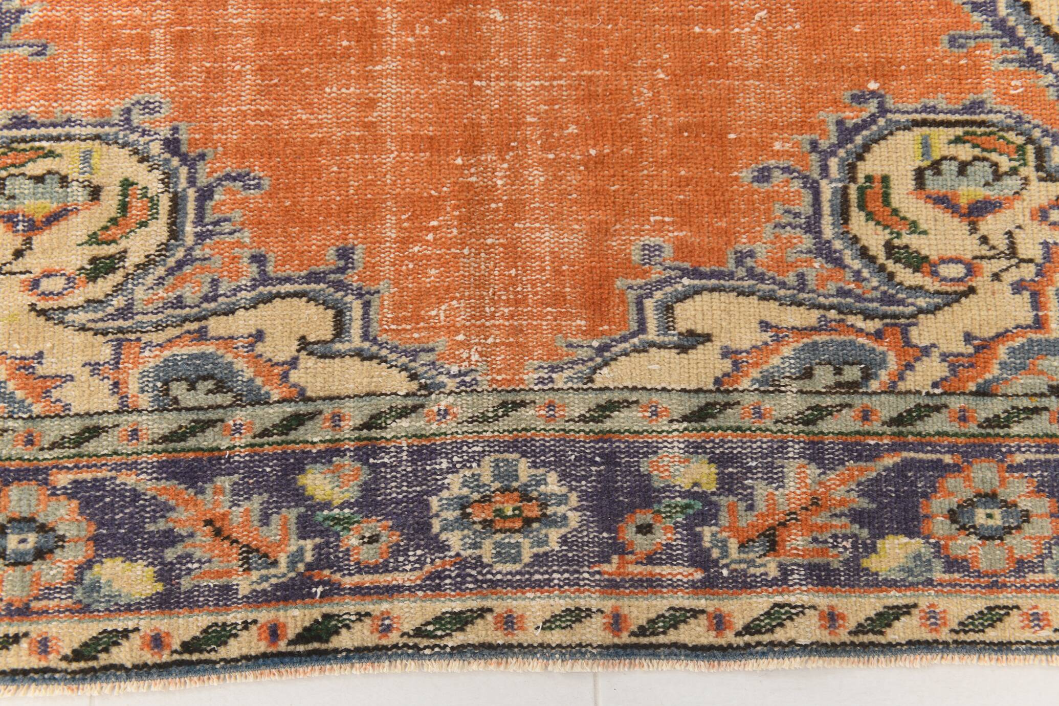 6x9 Turkish Classic Pattern Orange Green Vintage Rug, 174x279Cm