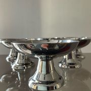 Series of 6 vintage stainless steel ice cream cups