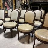 Suite of 12 Louis XVI style chairs model of Georges Jacob with Console Late nineteenth