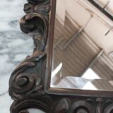 Beveled mirror and carved wood XIX th 27x45cm