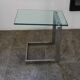Table d’appoint verre, chrome  « Gebra », années 80, étiquette d'origine