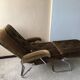 Seventies long chair in ochre velvet