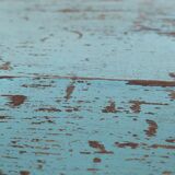 Vintage chest of drawers wood and rattan patina turquoise 1950