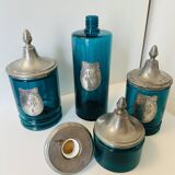 Apothecary, Bottle set, Toiletries Pewter with rose