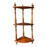 Small old corner shelf in turned wood, 19th century