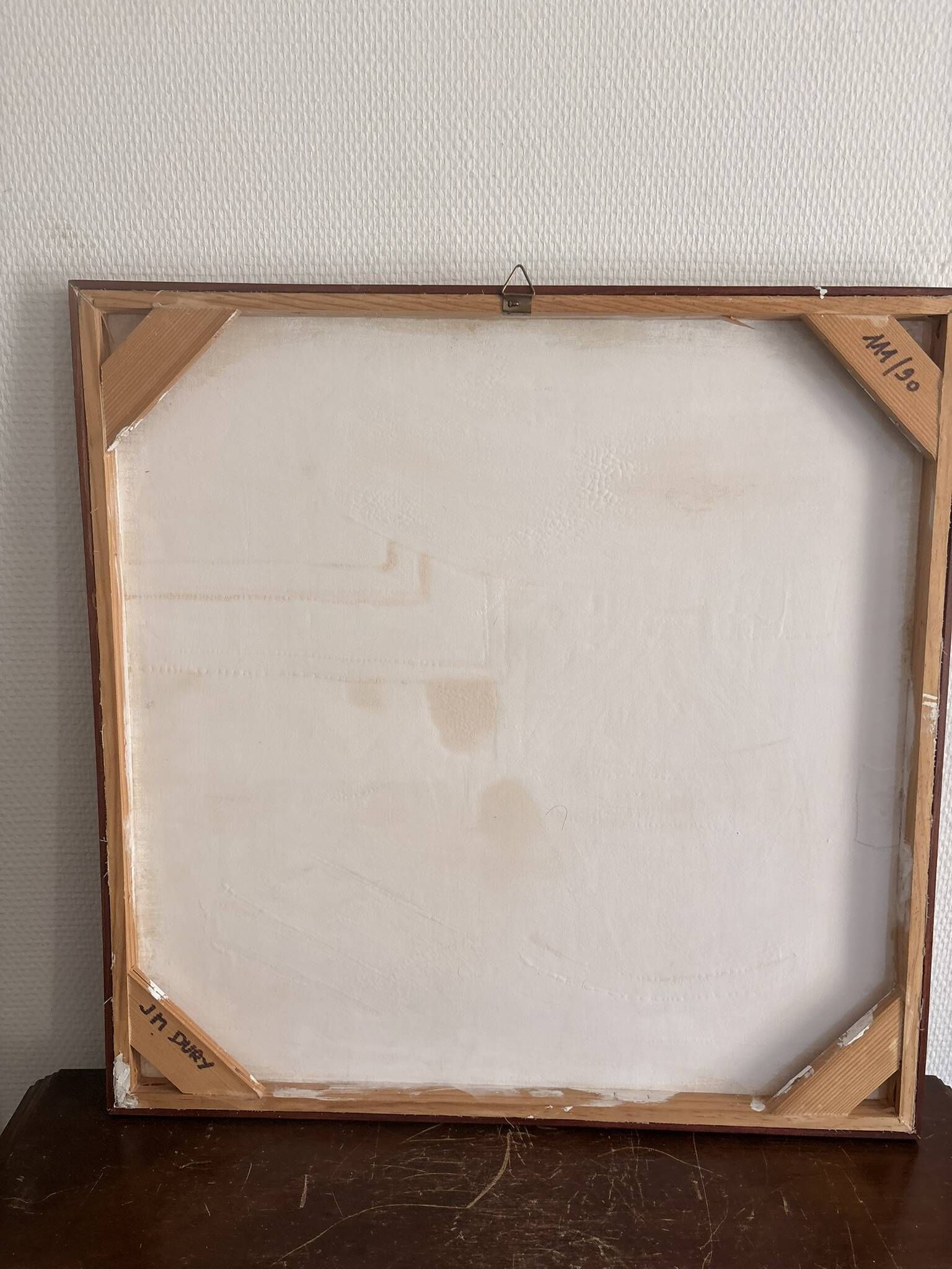 Old Oil Painting Canvas Still Life Lamp Book Modernist