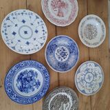 Set of 7 mismatched plates