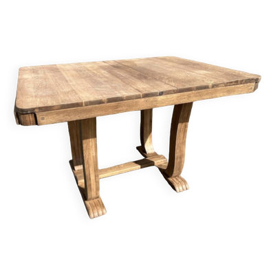 Table à manger, années 30 / 40, Art Déco, à allonges, bois massif, extensible, pieds lyre, pattes de