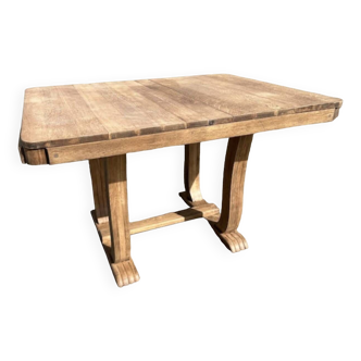 Table à manger, années 30 / 40, Art Déco, à allonges, bois massif, extensible, pieds lyre, pattes de