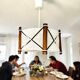 Suspension vintage en bois scandinave de style nautique