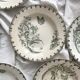 7 earthenware soup plates with butterfly and flower design "Nancy" LG Clairefontaine
