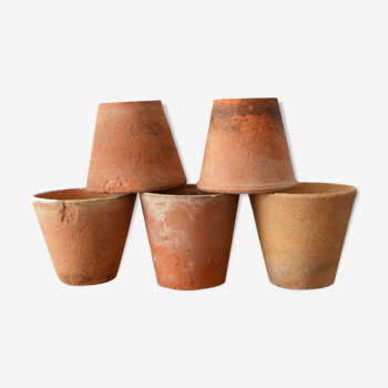 5 pots anciens en terre cuite