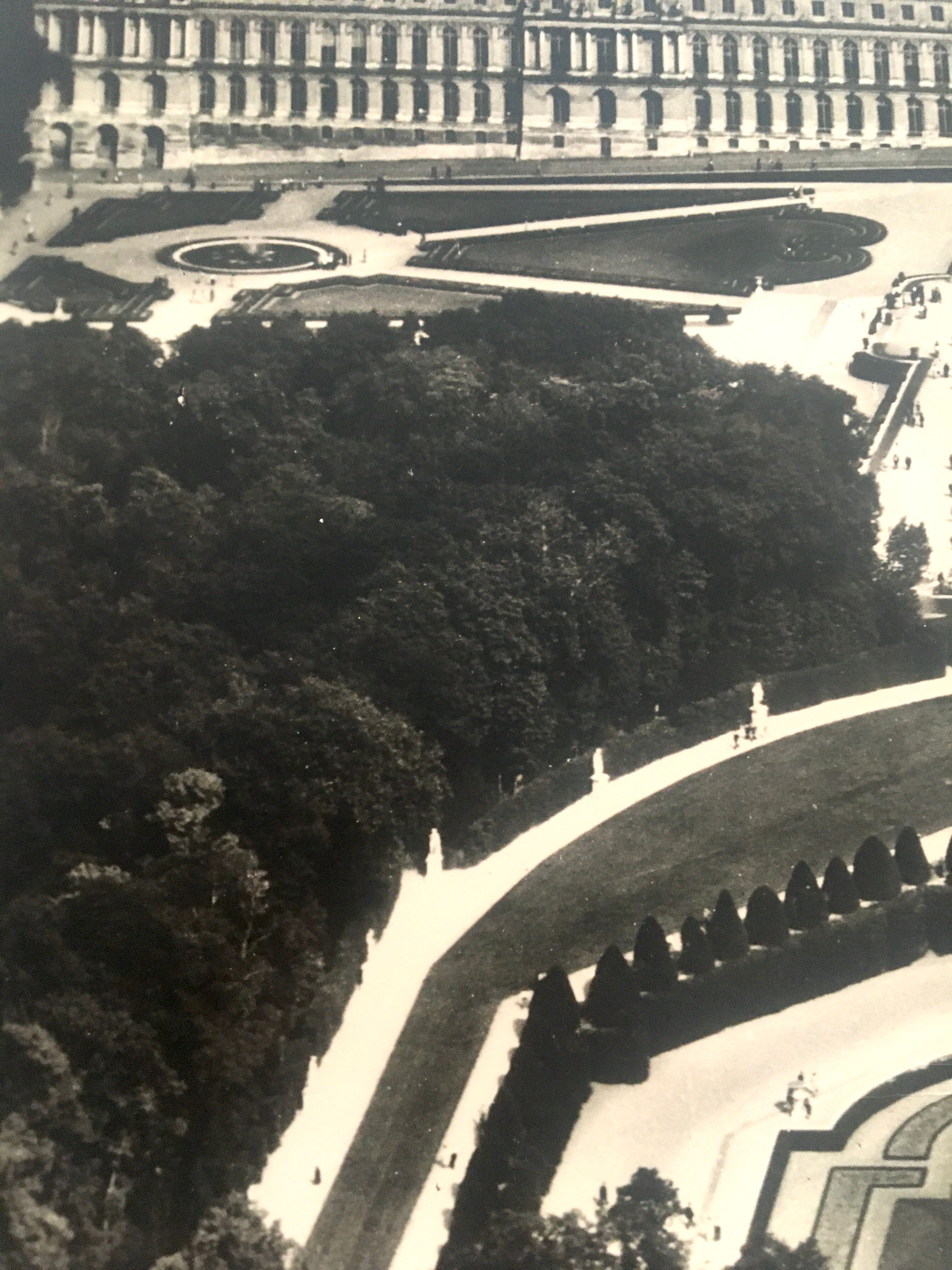 Aerial view of the Palace of Versailles, 50s