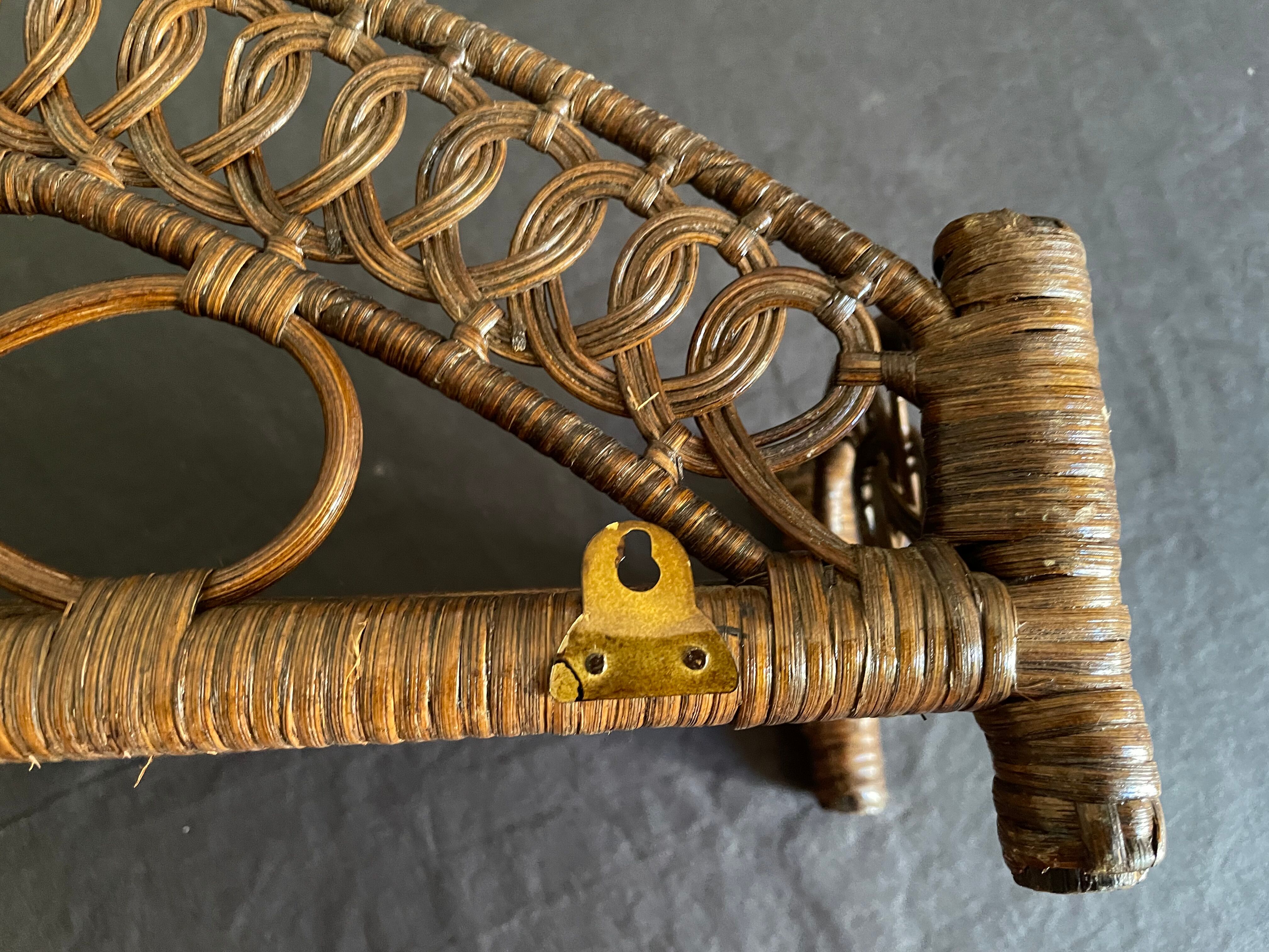 Brown rattan wall shelf