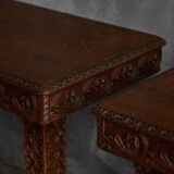 Hand-carved ornate wooden console tables, France, late 19th century