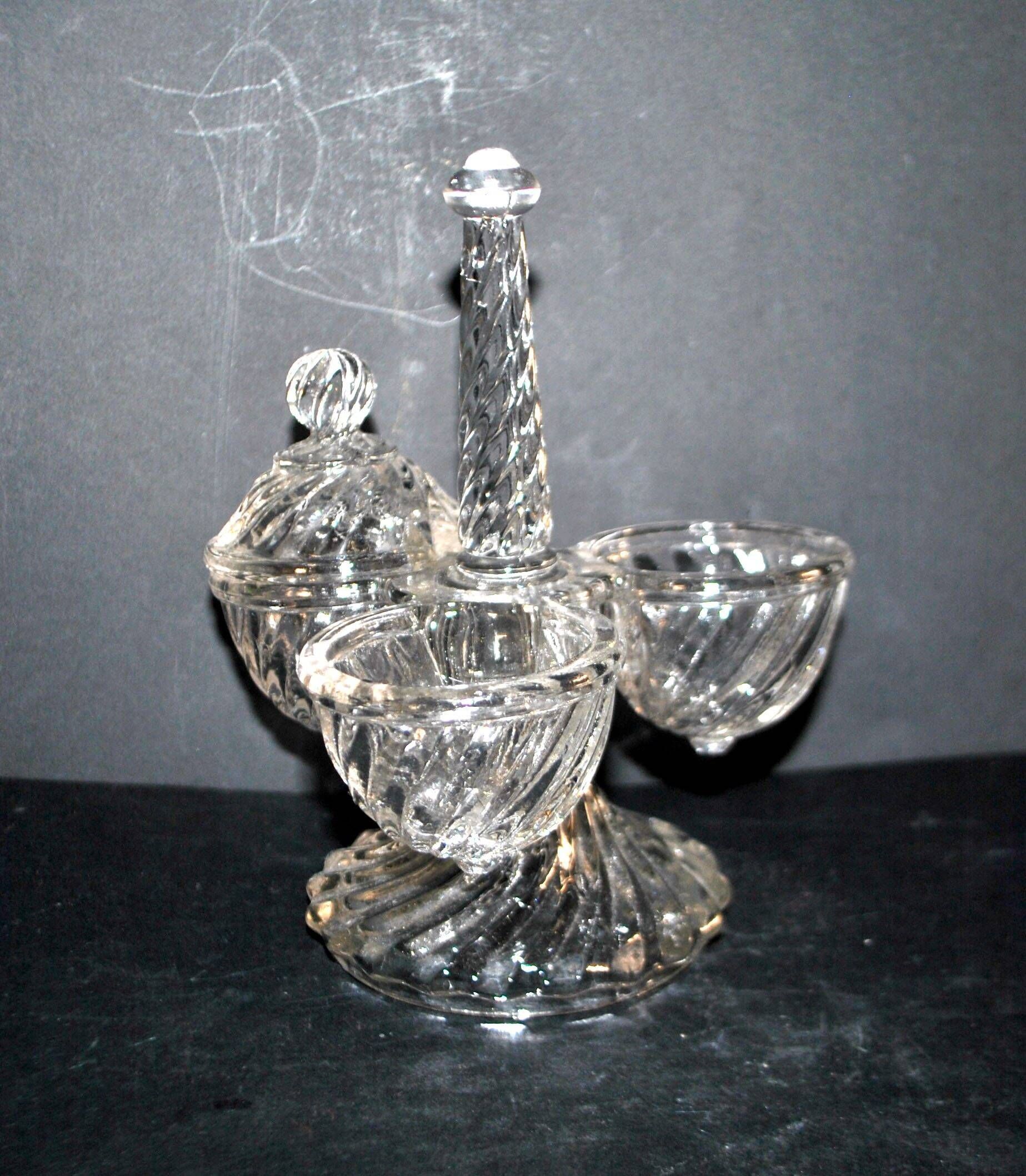 Vallerysthal rotating tableware – retro glass servant for salt, pepper, and mustard.