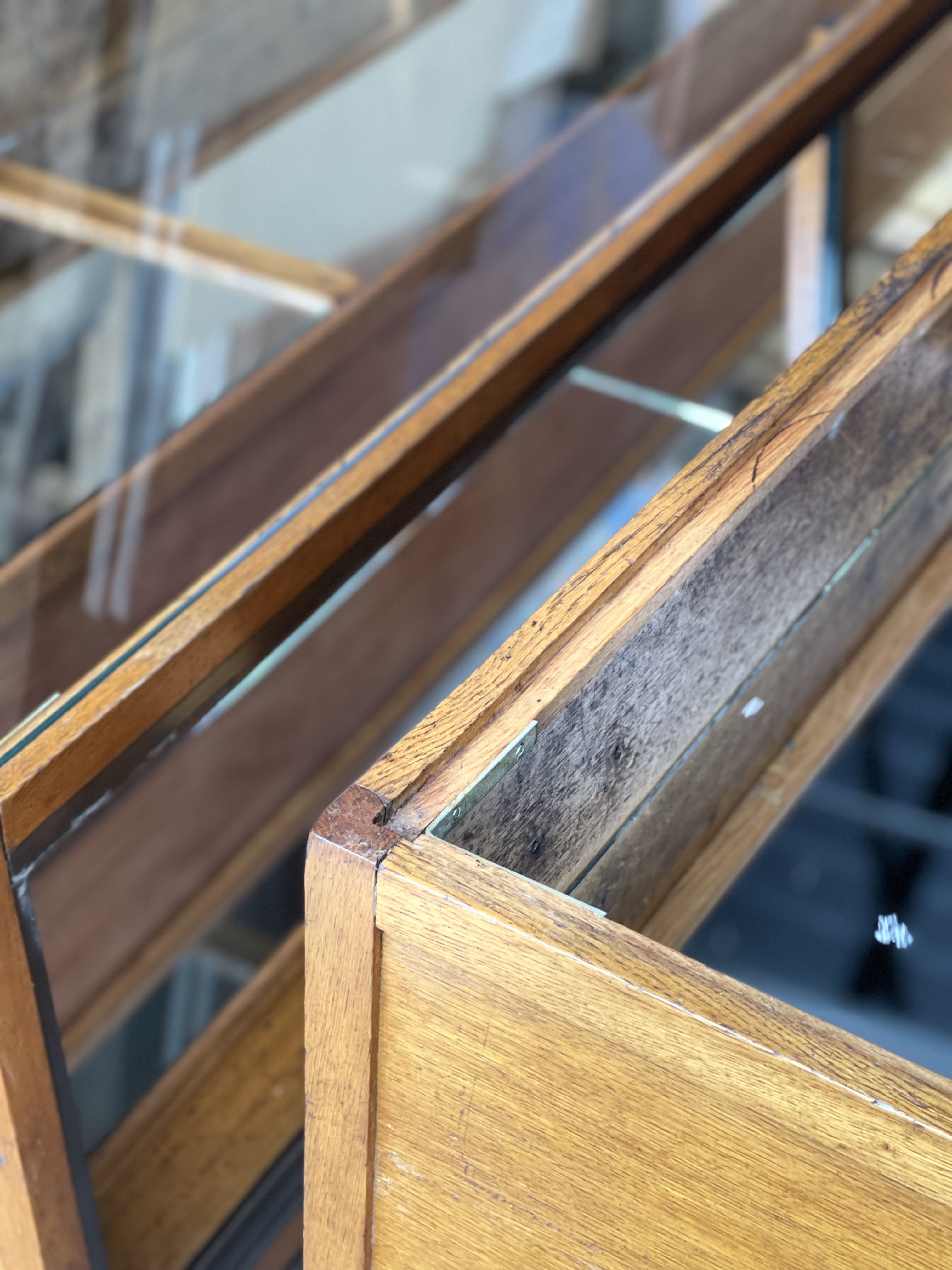 2 Showcases furniture of loom with drawers oak wood jewelry Art Deco 1930' compass feet