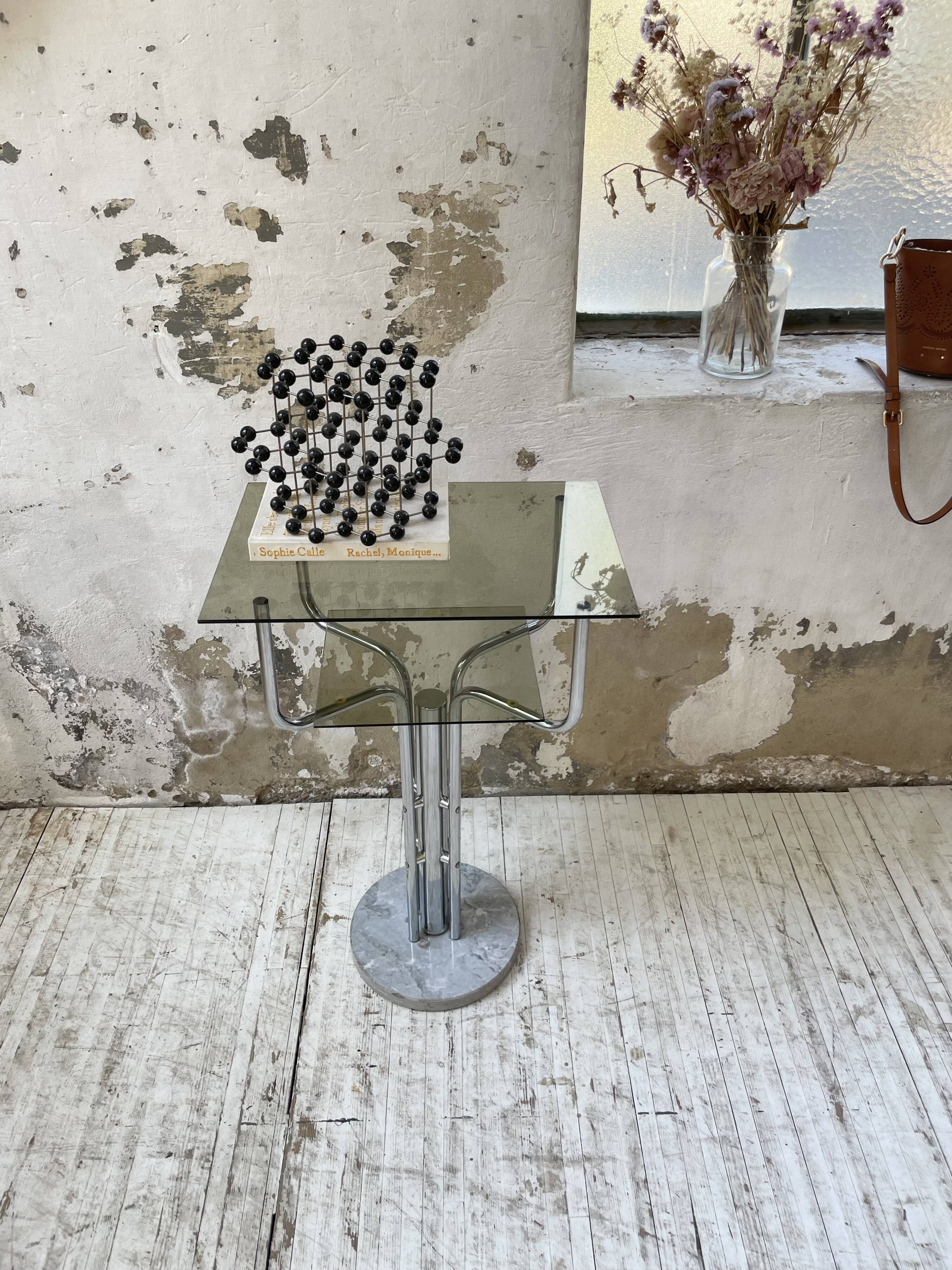 80s glass and marble console