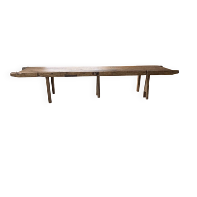 Table brutaliste art populaire XXL 3m5/4m pin et chêne