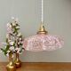 Suspension, abat-jour ancien en verre de Clichy rose