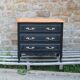 Louis XV style black commode with natural wood top – 3 drawers