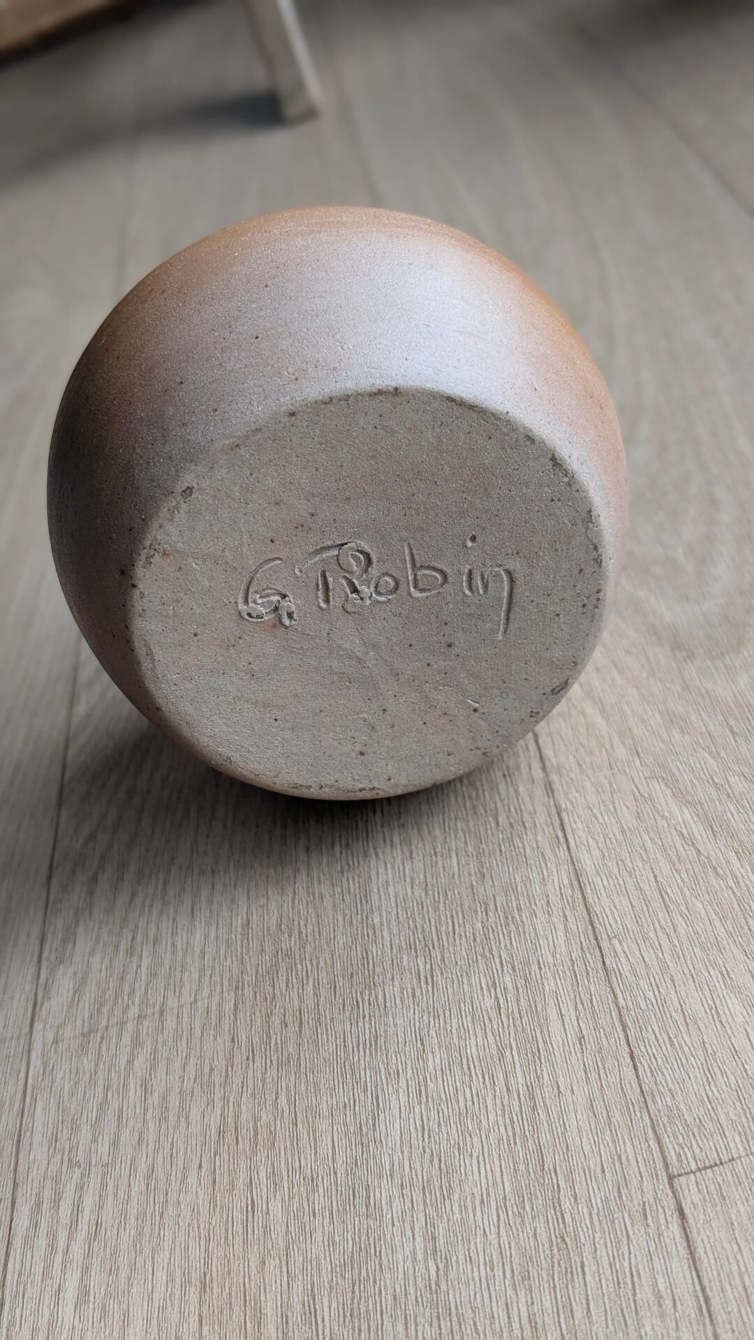 Vintage flower vase in stoneware from Puisaye – Signed Georges Robin