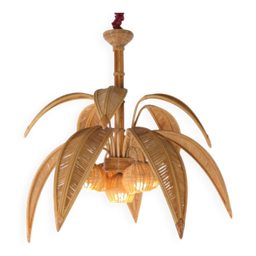 Chandelier "coconut/palm" in rattan