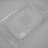 Plateau verre décor roses vintage french glass tray
