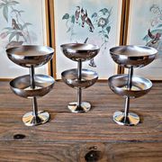6 Vintage stainless steel ice cream/dessert cups from the 70s-80s, round shape