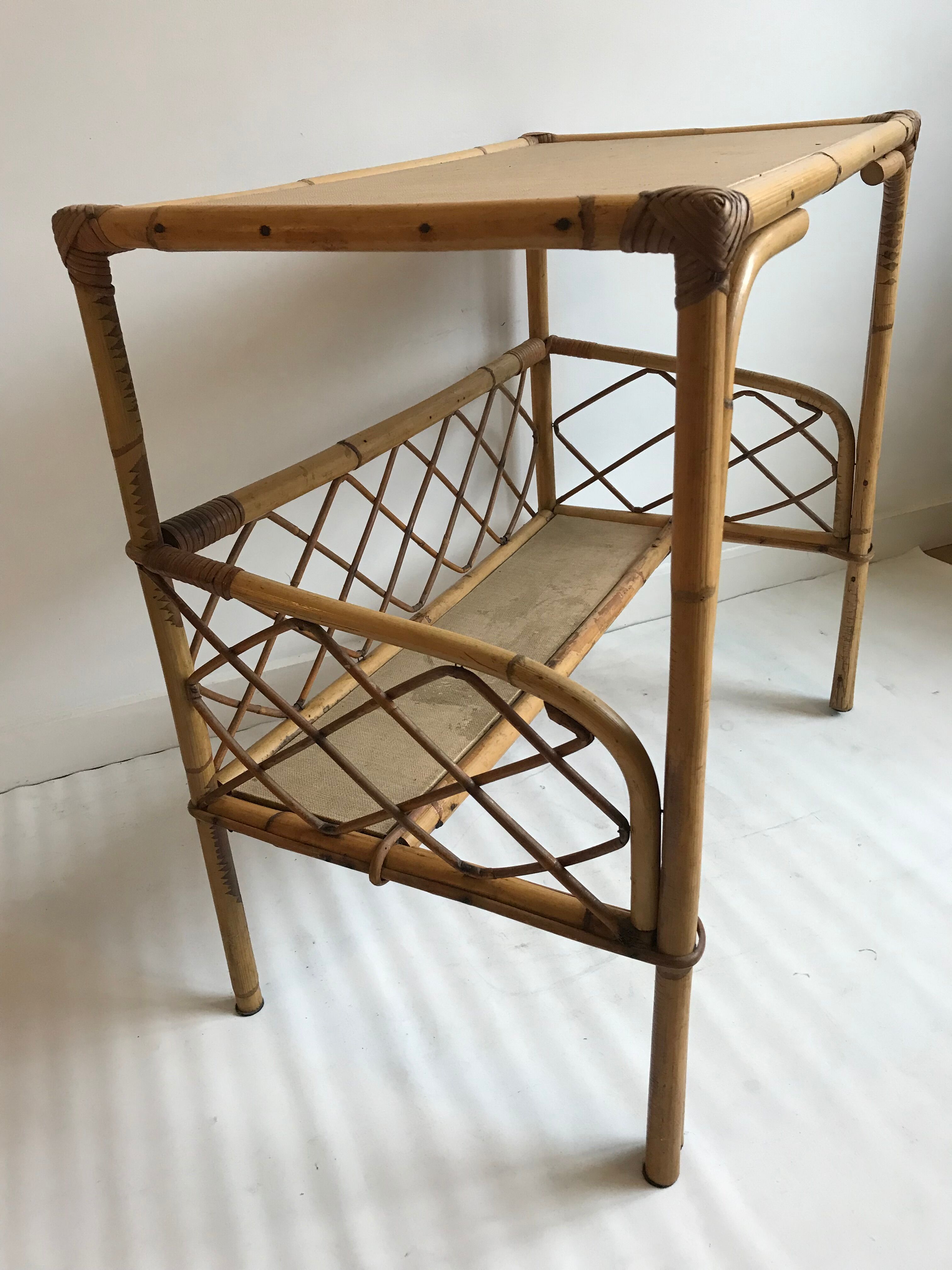 Desk in rattan and wicker