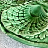 7 anciennes assiettes à huîtres barbotine verte sarreguemines