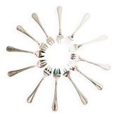 Oyster or dessert forks, ribbons, silver