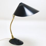 1950s Cosack Cobra black desk or table lamp in brass, mid-century, Stilnovo style.