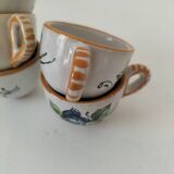 Ensemble 5 mini tasses italiennes en faïence peinte – années 60/70