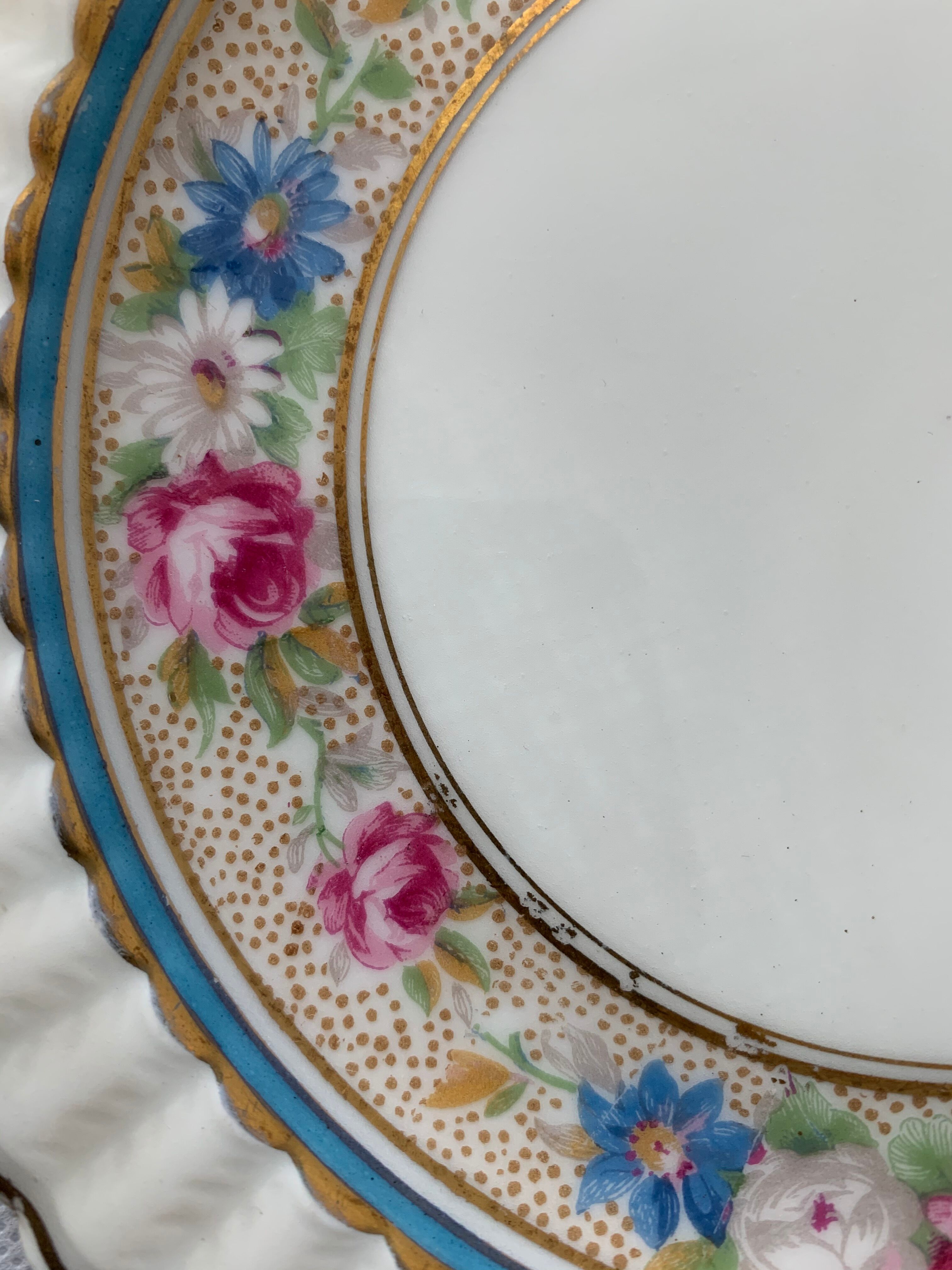 Dessert service 10 plates and a Bernardaud Limoges porcelain cake dish